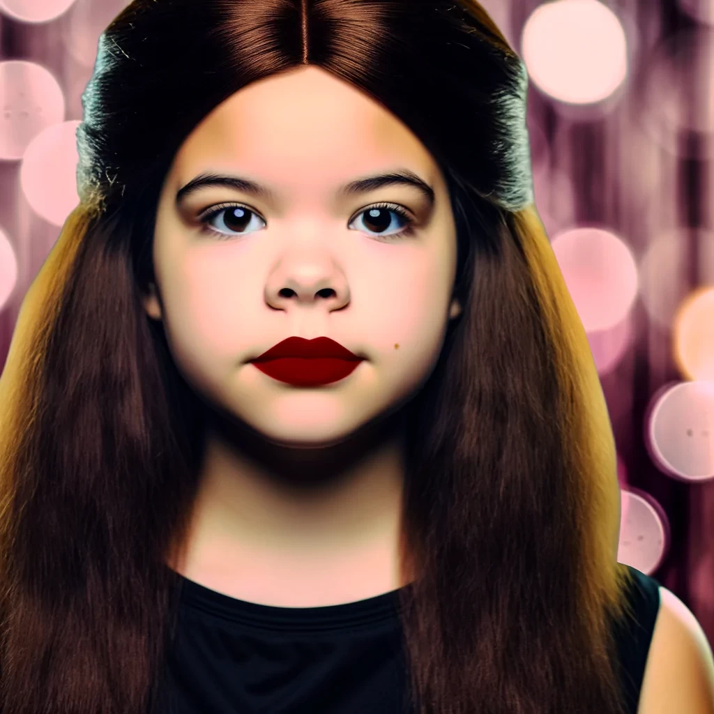 Busty wednesday look alike Jenna Ortega, red plump lips, heavy make-up , bokeh, cinematic photo raw